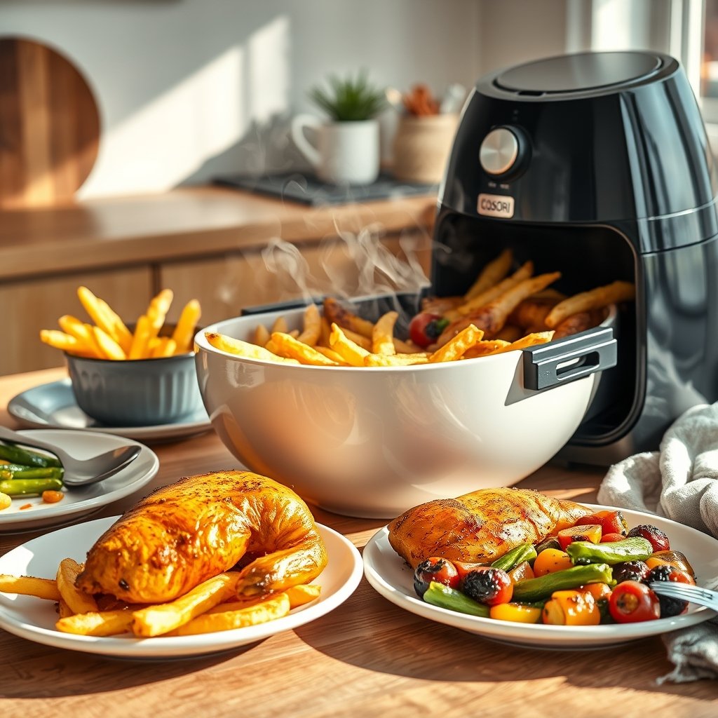 air fryer in action