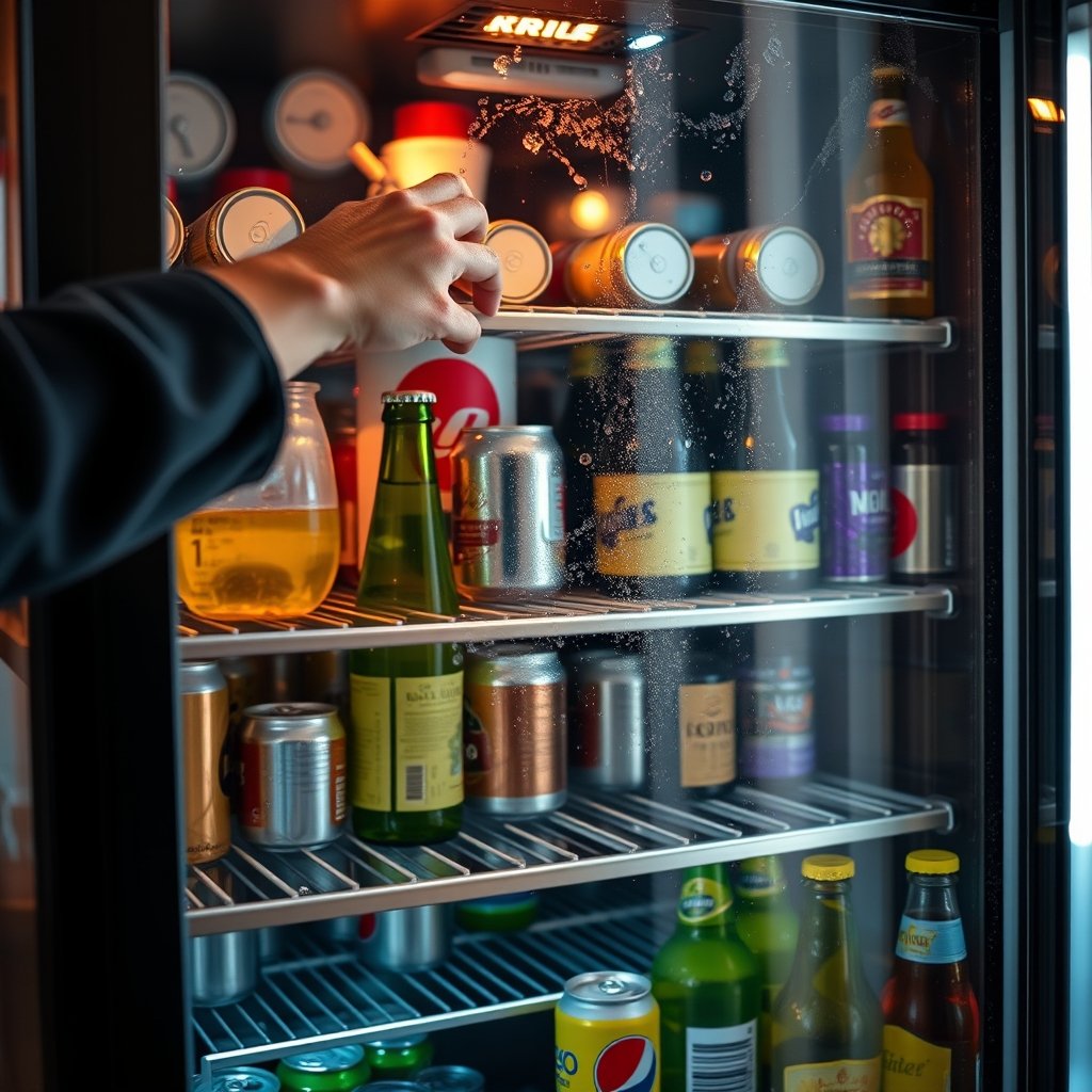 beverage refrigerator in action
