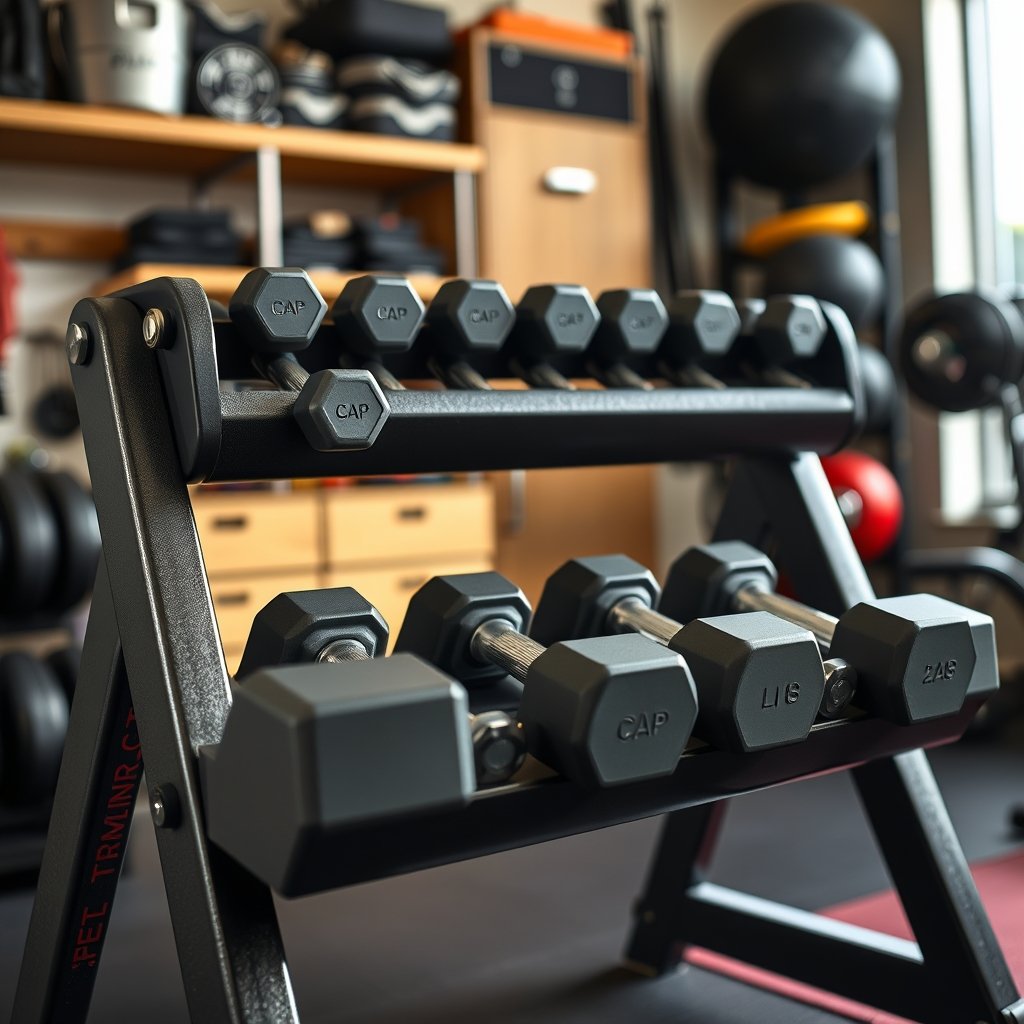 dumbbell rack in action